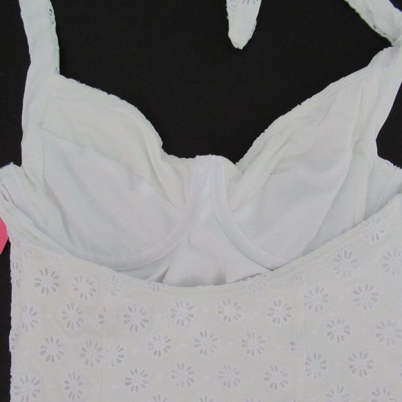 Kate Spade Eyelet Halter Underwire 1pc One Piece Swimsuit White NWT Small $195 - Picture 7 of 8